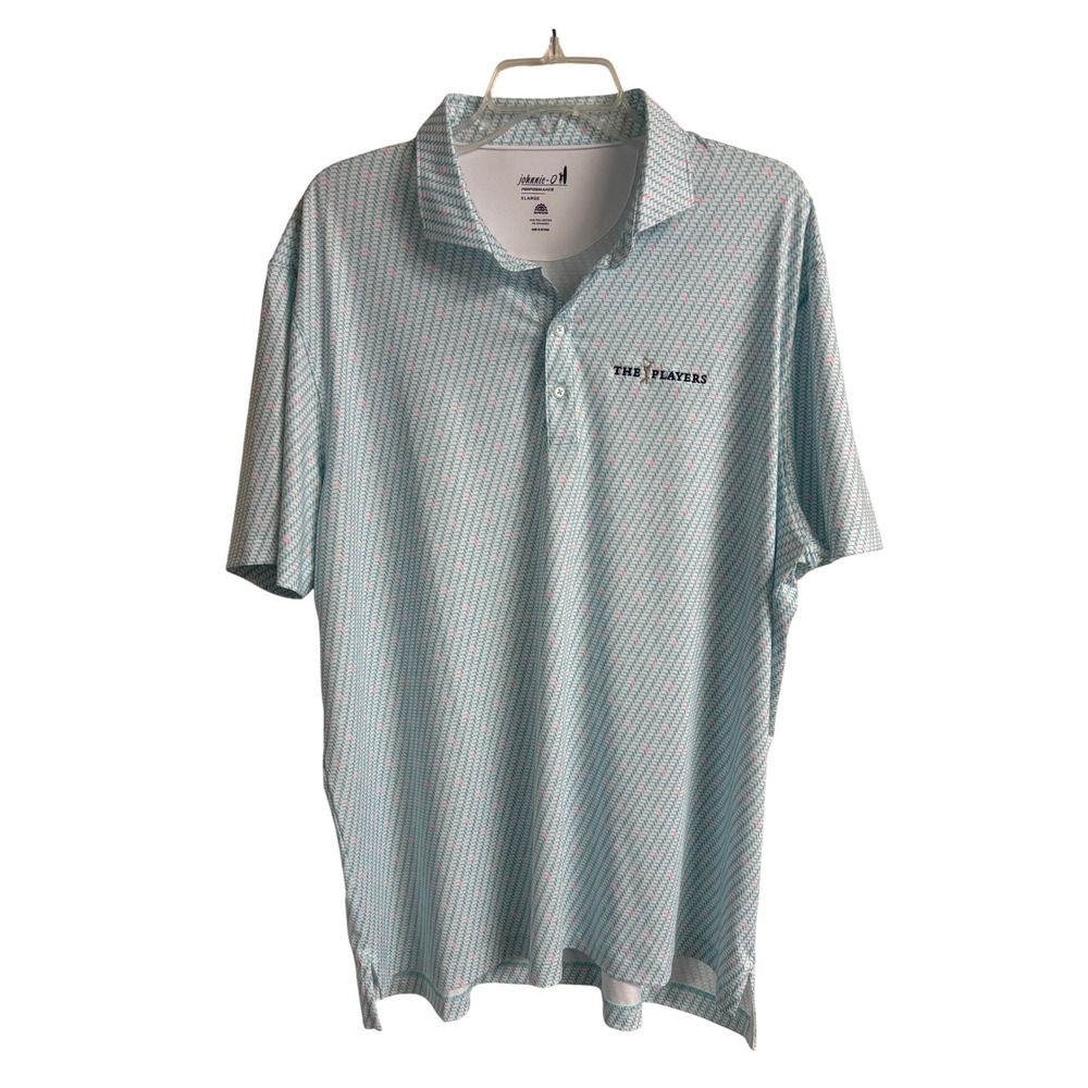 Johnnie-O Performance Polo Shirt Mens XL Blue‎ Pink The Players Golf Preppy